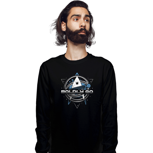 Shirts Long Sleeve Shirts, Unisex / Small / Black Boldly into Space