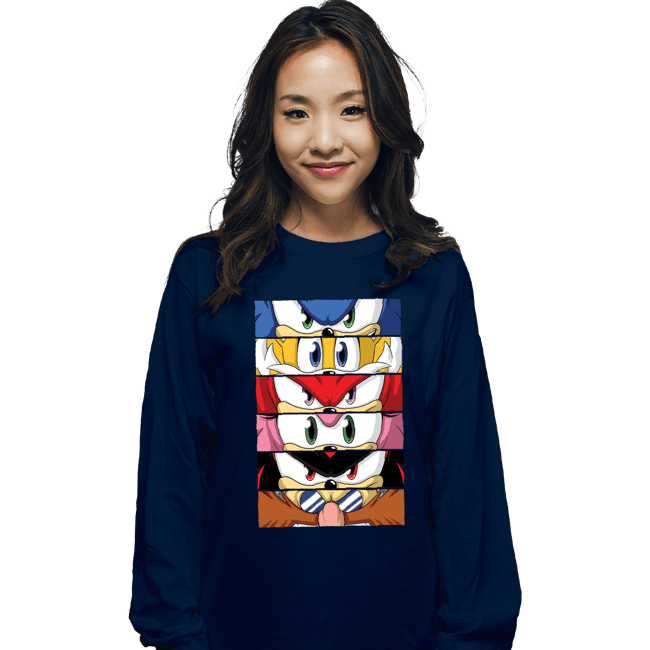 Daily_Deal_Shirts Long Sleeve Shirts, Unisex / Small / Navy Sonic Eyes