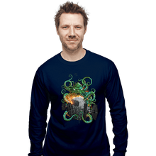 Load image into Gallery viewer, Shirts Long Sleeve Shirts, Unisex / Small / Navy Cthulhu Strikes Back
