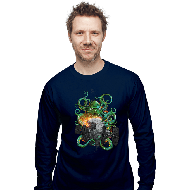 Shirts Long Sleeve Shirts, Unisex / Small / Navy Cthulhu Strikes Back
