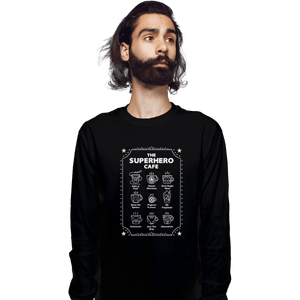 Shirts Long Sleeve Shirts, Unisex / Small / Black Superhero Cafe