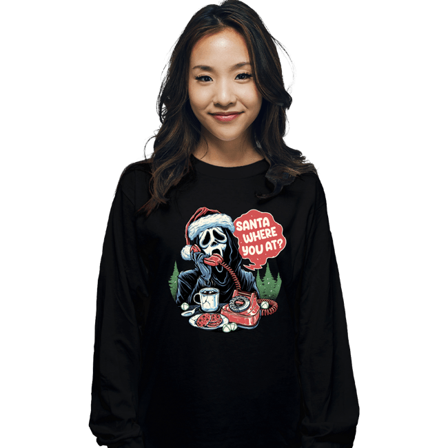 Secret_Shirts Long Sleeve Shirts, Unisex / Small / Black Ghostface Santa