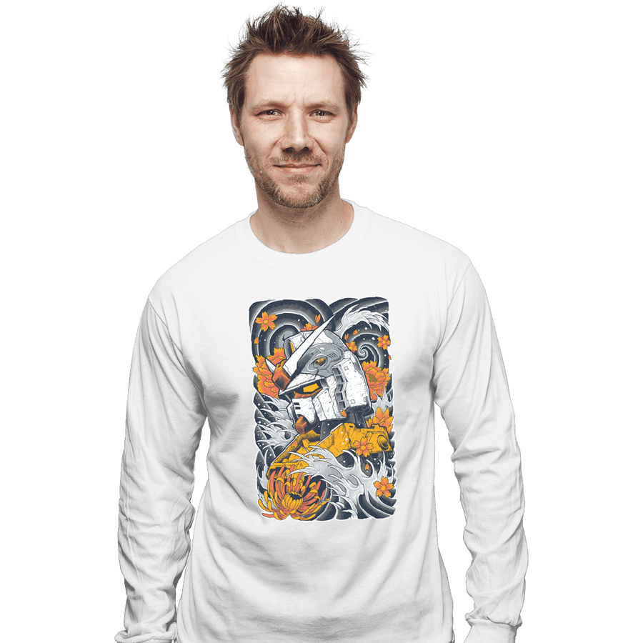 Shirts Long Sleeve Shirts, Unisex / Small / White Gundam