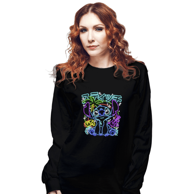 Daily_Deal_Shirts Long Sleeve Shirts, Unisex / Small / Black Stitch Neon