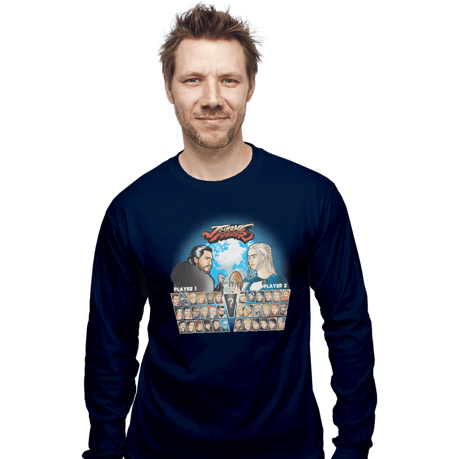 Shirts Long Sleeve Shirts, Unisex / Small / Navy Throne Fighter