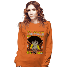 Load image into Gallery viewer, Shirts Long Sleeve Shirts, Unisex / Small / Orange Cowboy Xmas
