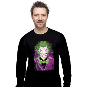 Daily_Deal_Shirts Long Sleeve Shirts, Unisex / Small / Black Glitch Joker