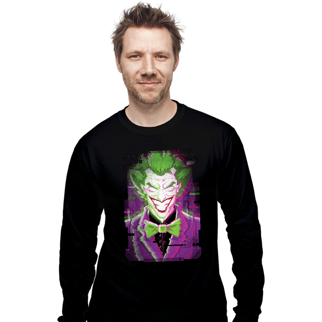 Daily_Deal_Shirts Long Sleeve Shirts, Unisex / Small / Black Glitch Joker