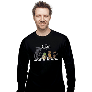 Shirts Long Sleeve Shirts, Unisex / Small / Black Aliens On Abbey Road