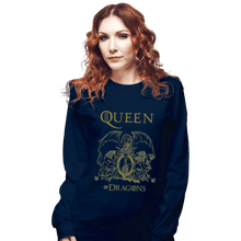Load image into Gallery viewer, Shirts Long Sleeve Shirts, Unisex / Small / Navy Queen Of Dragons
