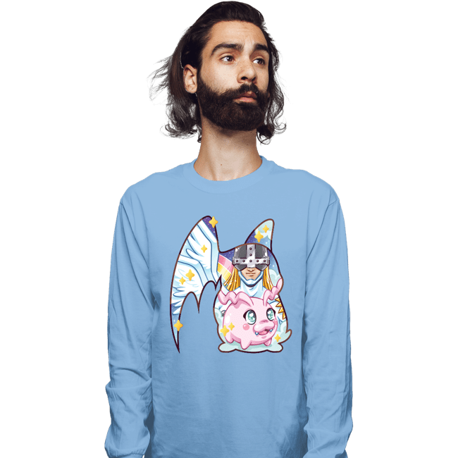 Shirts Long Sleeve Shirts, Unisex / Small / Powder Blue Magical Silhouettes - Patamon