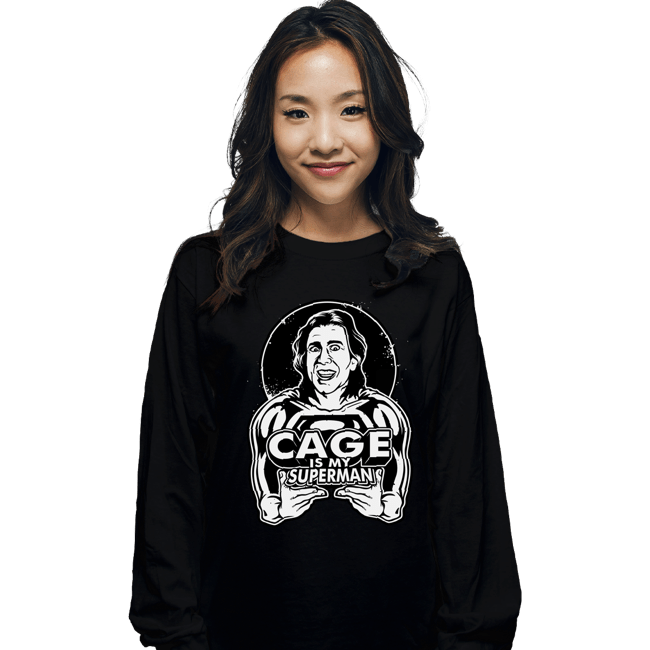 Daily_Deal_Shirts Long Sleeve Shirts, Unisex / Small / Black Cage Is My Superman