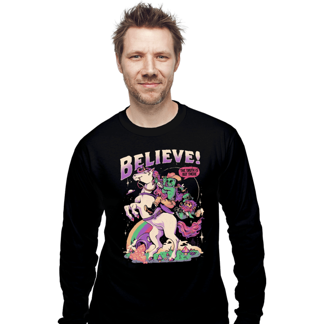 Daily_Deal_Shirts Long Sleeve Shirts, Unisex / Small / Black Believe!