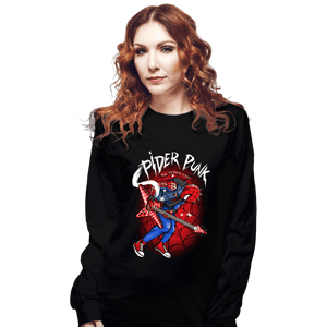 Daily_Deal_Shirts Long Sleeve Shirts, Unisex / Small / Black Spider Punk