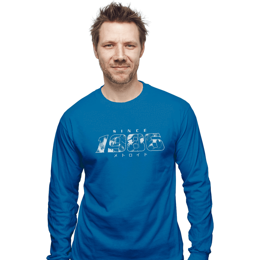 Shirts Long Sleeve Shirts, Unisex / Small / Sapphire Metroid 1986