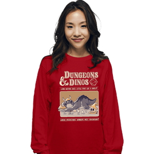 Daily_Deal_Shirts Long Sleeve Shirts, Unisex / Small / Red Dungeons And Dinos