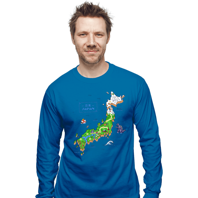 Secret_Shirts Long Sleeve Shirts, Unisex / Small / Sapphire Super Japan World Map