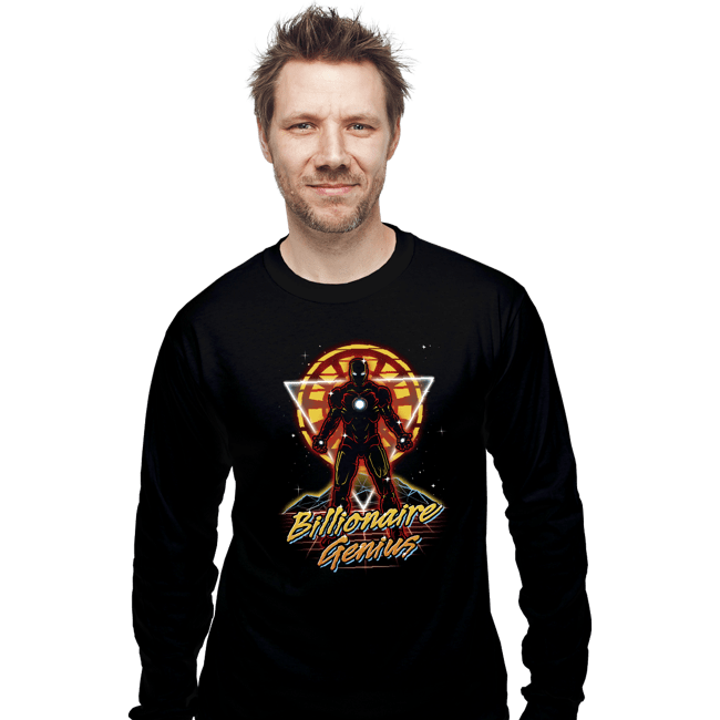 Shirts Long Sleeve Shirts, Unisex / Small / Black Retro Billionaire Genius