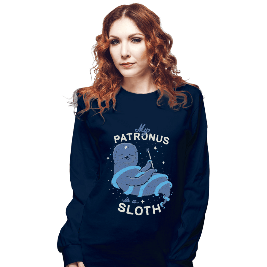 Shirts Long Sleeve Shirts, Unisex / Small / Navy Sloth Patronus