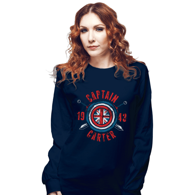 Secret_Shirts Long Sleeve Shirts, Unisex / Small / Navy Capt Carter