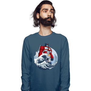 Secret_Shirts Long Sleeve Shirts, Unisex / Small / Indigo Blue Optimus Wave
