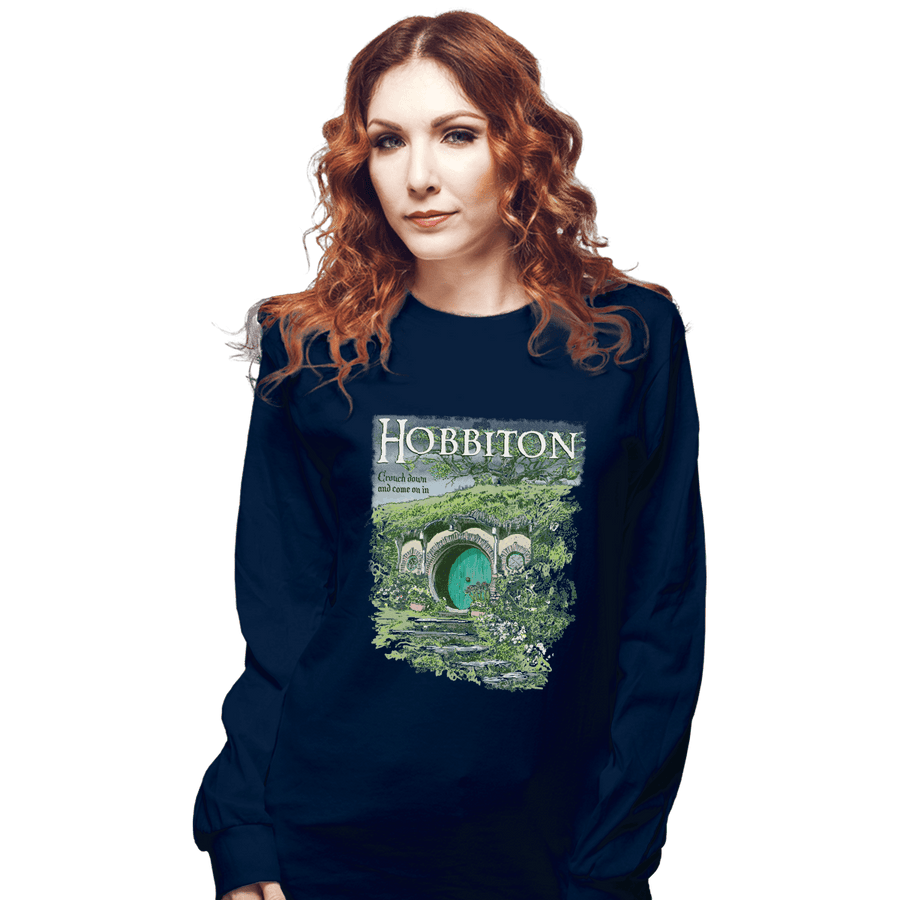 Shirts Long Sleeve Shirts, Unisex / Small / Navy Visit Hobbiton