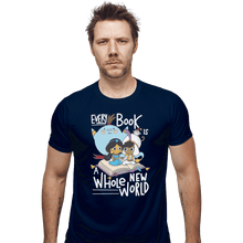 Load image into Gallery viewer, Shirts Fitted Shirts, Mens / Small / Navy Every Book Is a Whole New World
