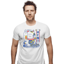 Load image into Gallery viewer, Shirts Fitted Shirts, Mens / Small / White Lucky Cat Coffee Shop
