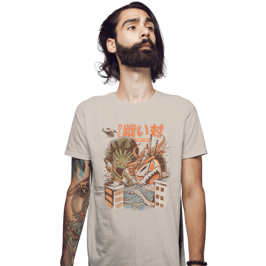 Shirts Fitted Shirts, Mens / Small / Sand Kaiju Food Fight