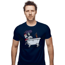 Load image into Gallery viewer, Daily_Deal_Shirts Fitted Shirts, Mens / Small / Navy Halloween Bathtub
