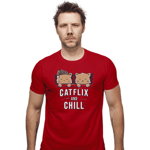 Shirts Fitted Shirts, Mens / Small / Red Catflix And Chill