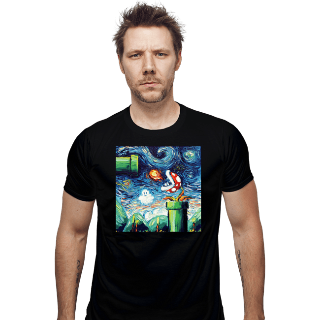 Shirts Fitted Shirts, Mens / Small / Black Van Gogh Never Leveled Up