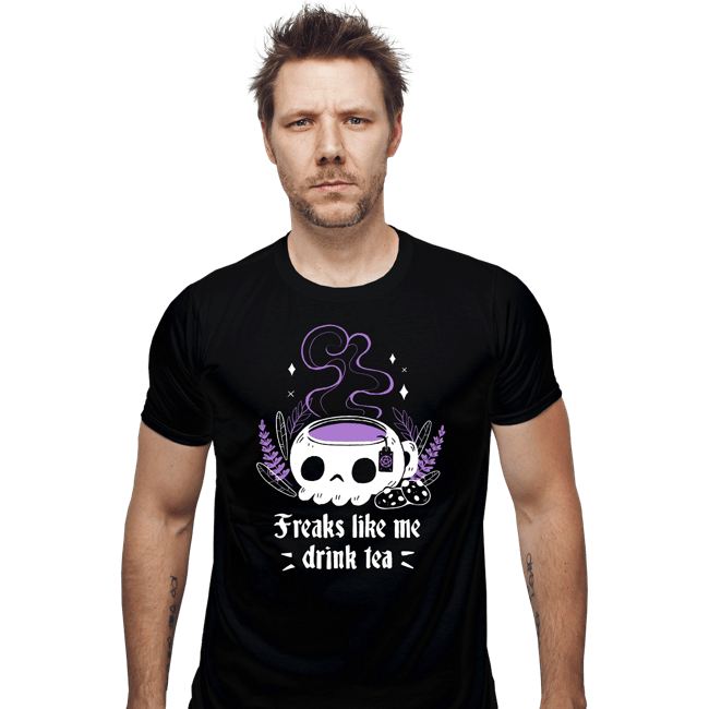 Daily_Deal_Shirts Fitted Shirts, Mens / Small / Black Freaks Drink Tea