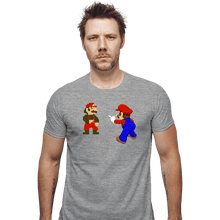 Load image into Gallery viewer, Shirts Fitted Shirts, Mens / Small / Sports Grey Mario Spider-Meme
