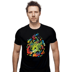 Shirts Fitted Shirts, Mens / Small / Black Rainbow Dragon
