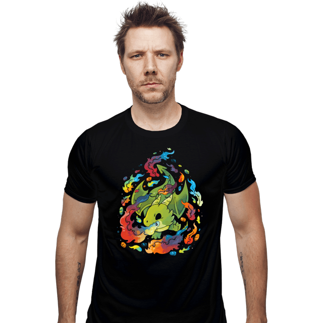 Shirts Fitted Shirts, Mens / Small / Black Rainbow Dragon
