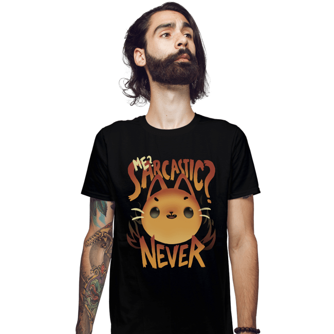 Shirts Fitted Shirts, Mens / Small / Black Sarcastic Cat