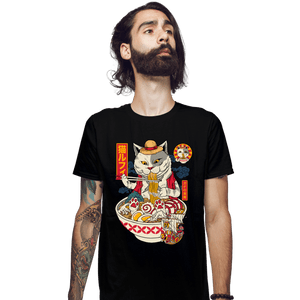 Daily_Deal_Shirts Fitted Shirts, Mens / Small / Black Ramen Cat Pirate