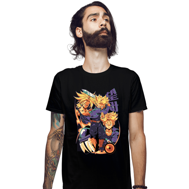 Daily_Deal_Shirts Fitted Shirts, Mens / Small / Black Saiyan Time Traveller