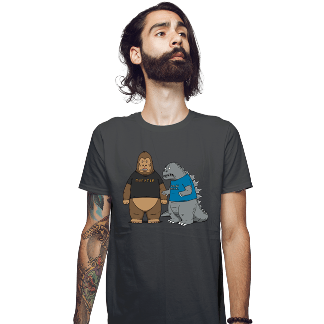 Daily_Deal_Shirts Fitted Shirts, Mens / Small / Charcoal Stupid Kaijus!