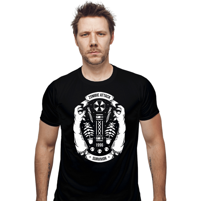 Shirts Fitted Shirts, Mens / Small / Black Zombie Attack Survivor