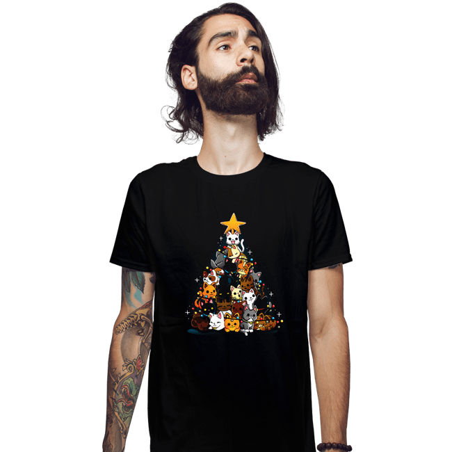 Daily_Deal_Shirts Fitted Shirts, Mens / Small / Black Christmas Kittens