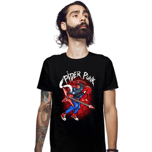 Daily_Deal_Shirts Fitted Shirts, Mens / Small / Black Spider Punk