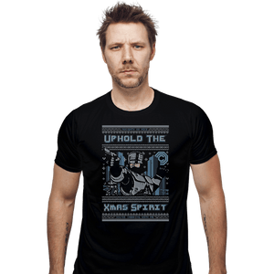Daily_Deal_Shirts Fitted Shirts, Mens / Small / Black A Very Robo Christmas