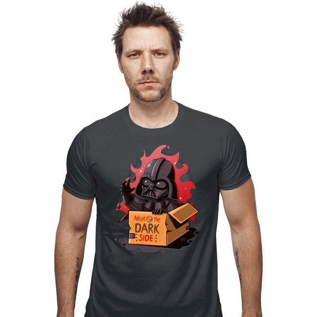Daily_Deal_Shirts Fitted Shirts, Mens / Small / Charcoal Adopt The Dark Side