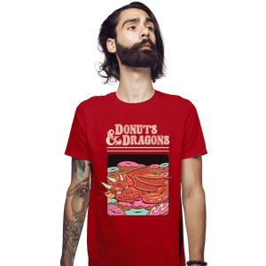 Shirts Fitted Shirts, Mens / Small / Red Donuts And Dragons