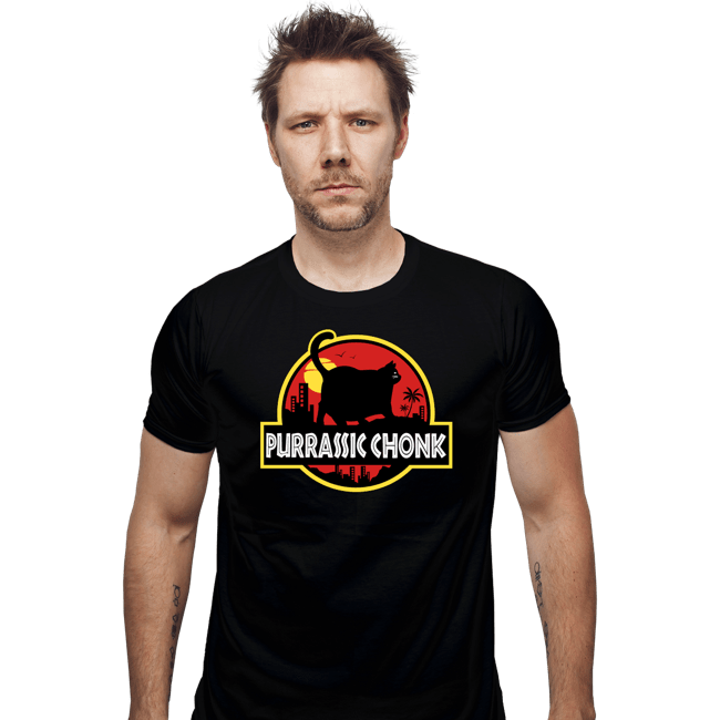 Daily_Deal_Shirts Fitted Shirts, Mens / Small / Black Purassic Chonk