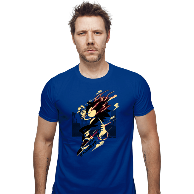 Daily_Deal_Shirts Fitted Shirts, Mens / Small / Royal Blue Fastest Dude