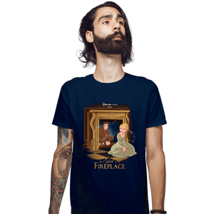 Secret_Shirts Fitted Shirts, Mens / Small / Navy Girl In The Fireplace