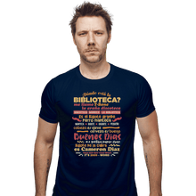 Load image into Gallery viewer, Shirts Fitted Shirts, Mens / Small / Navy The Bibliotecas Rap
